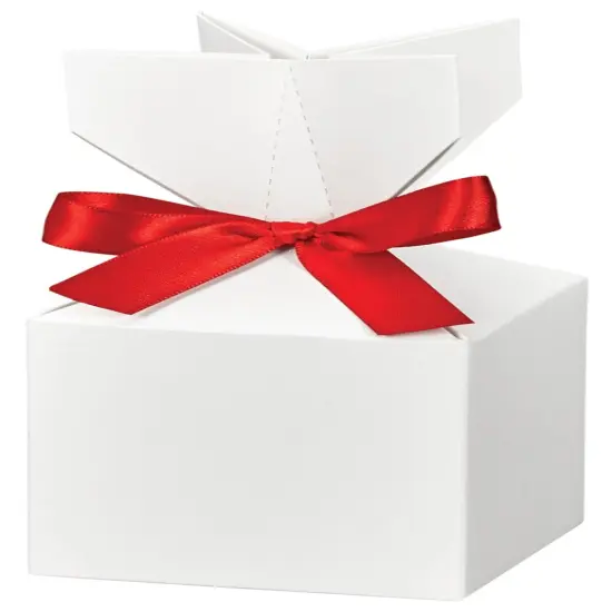 Pack/6: White Cinch Gift Boxes - 3-1/2 x 3-1/2 x 7" {1}
