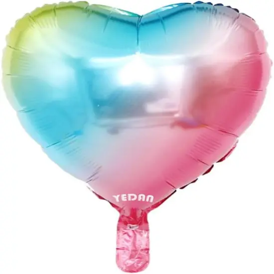 [10 Pack] Heart Shape Foil Balloons, 18" Mylar Balloons Colorful Rainbow Decorations for Birthday Party {1}