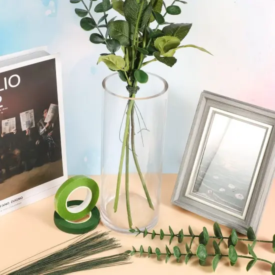 Floral Wire 26 Gauge, 100 Pcs Green Florist Flower Wire Stems for Crafts, Bouquet Stem Wrapping, Wreath Making, Flower Arrangement Supplies (14 Inch) {1}