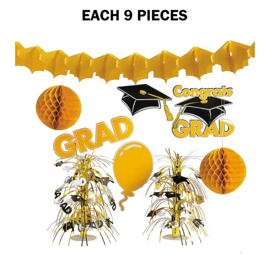 Graduation Party Decorating Kit - 9 Pc Yellow {1}