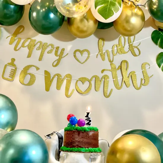 Metallic Green Gold Balloons, 60 Packs 12 Inch Dark Green White Gold Latex Balloons {3}