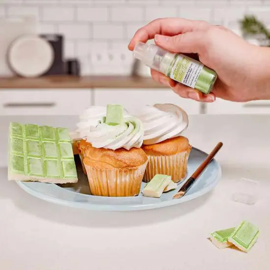 Bakell - Neon Green Luster Dust (4g, 1x Pump) Edible Vegan Dust & Paint for Baking, Desserts and Beverages {2}