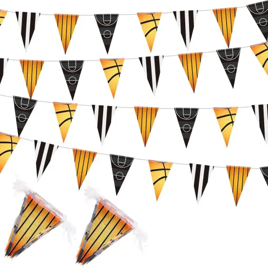 131 ft Basketball Pennant Banners American Basketball Banner Pennant Flag Garland Bunting for Basketball Party Supplies Birthday Party Home Outdoor Hanging Decoration, 4 Pcs {1}