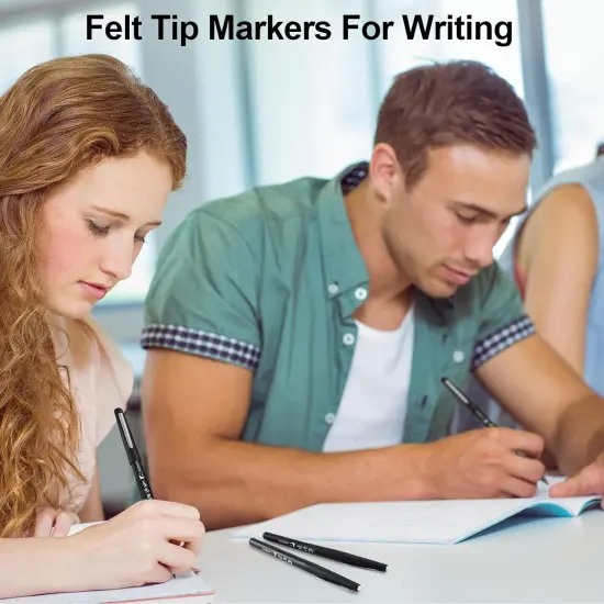 36 Pcs Felt Tip Pens 0.7mm Medium Point Colored Felt Tip Pens for Journaling Planner Writing Note-taking Art Office and School Supplies(Black) {5}