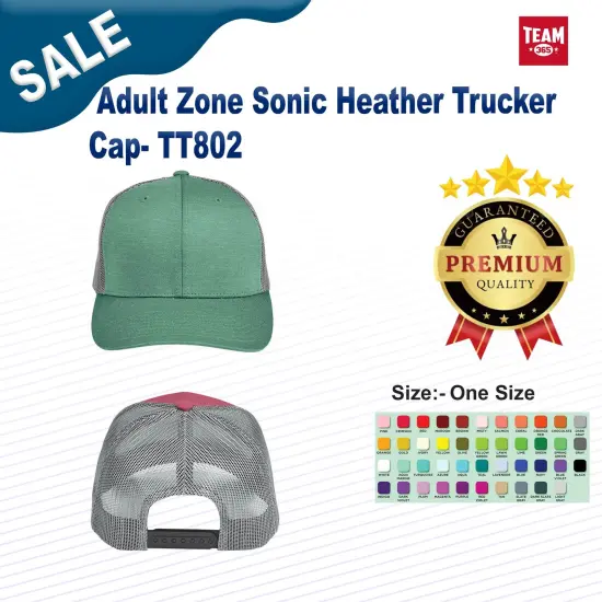 Team 365&reg; Adult Zone Sonic Heather Trucker Cap SP FRST HT/ S GR {2}