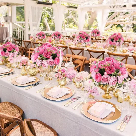 Artificial Summer Tabletop Floral Arrangements Peony Flower Silk Peonies Bouquet 4 Bundles Fake Flowers Bulk {4}