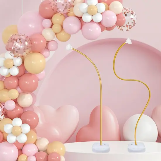 Gold Balloon Arch Stand Kit, 9.3ft & 6ft Free Bending Soft Balloon Flower Backdrop Stands Set with Water Base {4}