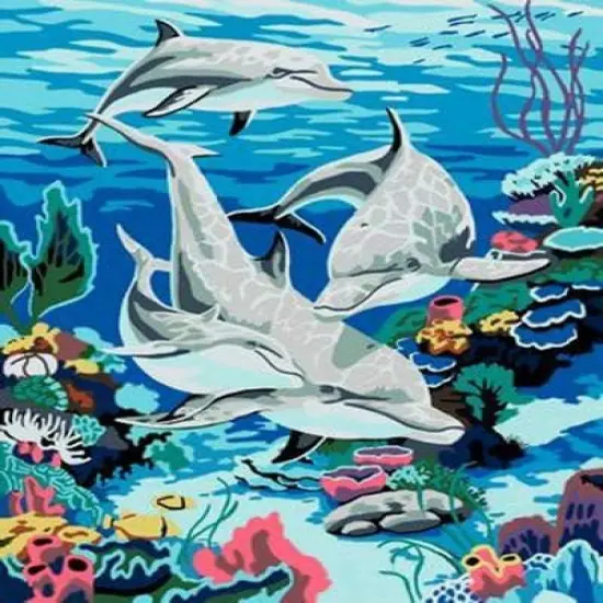 DIY Oil Painting Paintworks Paint by Number for Kids and Adults (16" x 20"Dolphin Bay) {2}