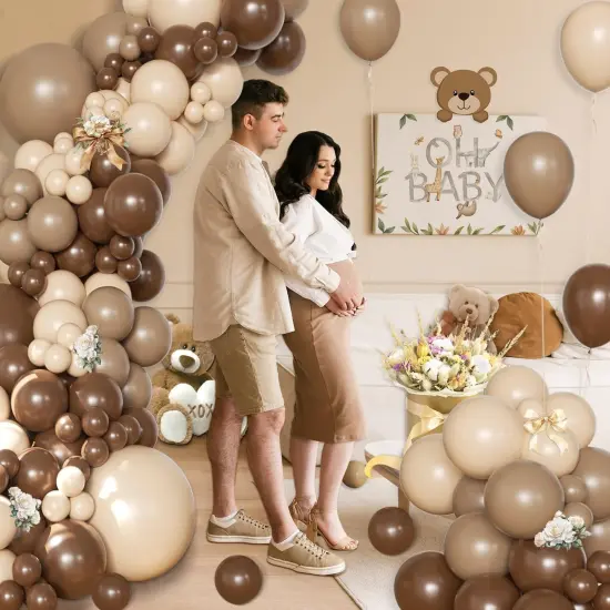Brown Balloon Arch Kit 138 Pcs Neutral Balloon Arch Garland Kit Include Brown Beige Nude Tan Balloons for Baby Shower Gender Reveal Wedding Birthday Party Decoration (Brown and Beige) {2}