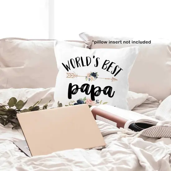 World's Best Papa Gifts Throw Pillow Cover 18x18, Birthday Holiday Pillow Case for Father, Father Dad Square Decor Pillowcase for Home Bedroom Living Room Couch Bed Sofa {4}
