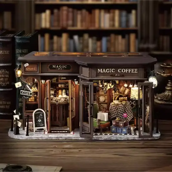 Magic Coffee Dollhouse Kit - Miniature Wizardi Roombox Kit {1}