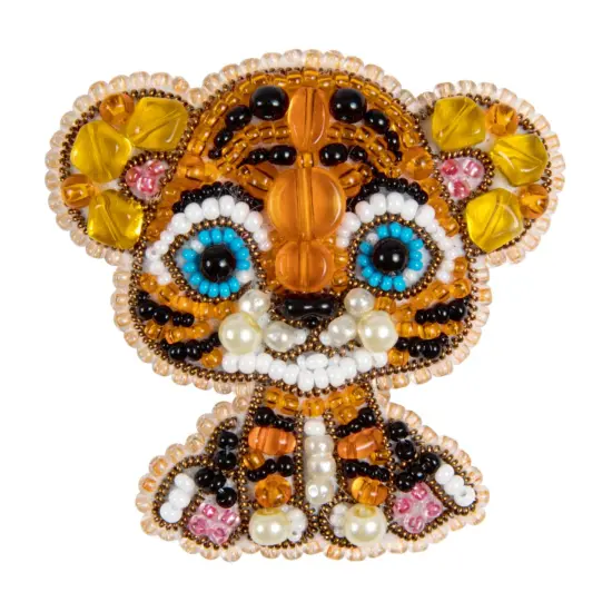 Beadwork kit for creating brooch Crystal Art Tiger BP-335C {1}