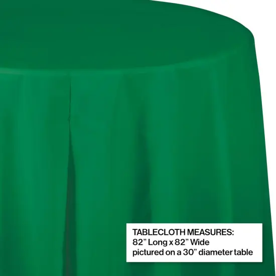 12 pc Bulk Emerald Green Round Plastic 82 inch Table Covers {3}