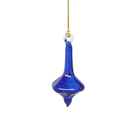 Blown Glass Teardrop Ornament - Cobalt - Low Bulge {1}