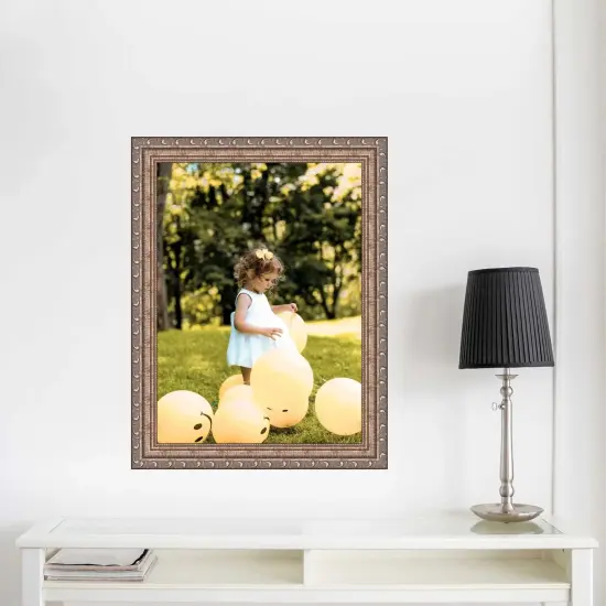 Traditional 32x33 Black Picture Frame Beaded Antique Vintage Classic Silver {1}