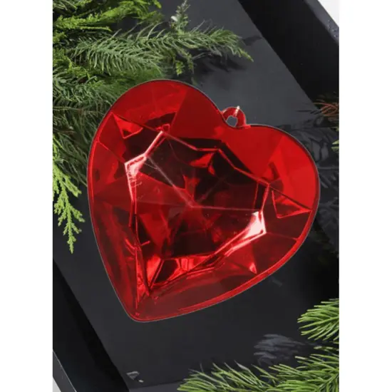 6" Acrylic Heart Jewel Ornament: Red {3}