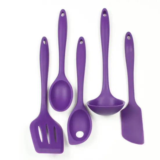 Chef Craft 5 Piece Premium Silicone Kitchen Tool and Utensil Set Purple {1}