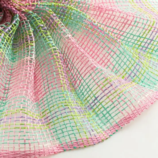 10" Plaid Poly Burlap Mesh Ribbon: Pink/Turquoise/Lavender {3}