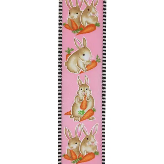 2.5" Bunnies Carrots Stripe Ribbon: Pink (10 Yards) {2}