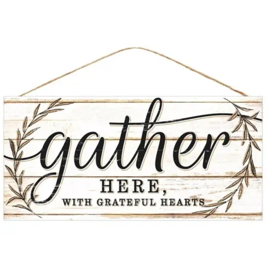12" Wooden Sign: Gather Here {1}