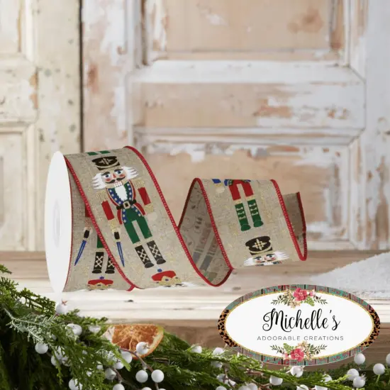 2.5" Nutcrackers Royal Ribbon: Natural (10 Yards) {3}