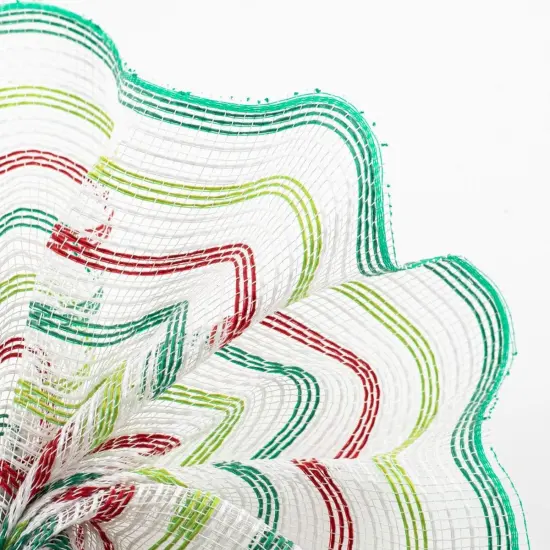 10" Faux Jute Stripe Mesh Ribbon: White, Red, Green (10 Yards) {3}