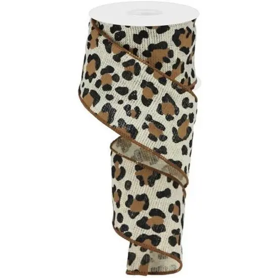2.5" Leopard Print Ribbon: Ivory (10 Yards) {1}