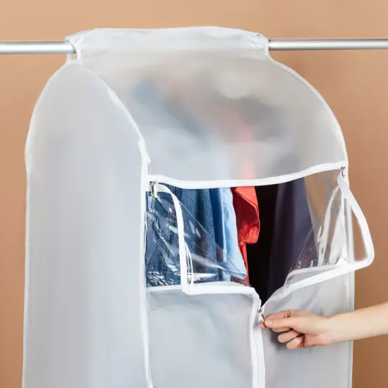 2 Pack Zippered Garment Bags for Hanging Clothes, White Dry Cleaning Bags for Closet Storage (20 x 24 x 54 In) {2}