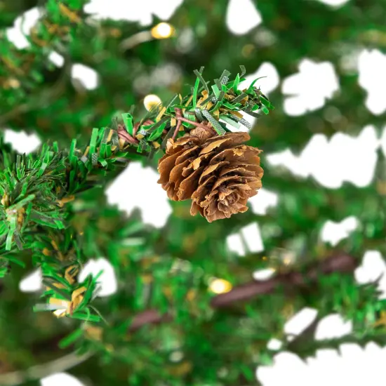Northlight Pre-lit Christmas Tree with Pinecones and Burlap Base - 4' - Clear Lights Green {5}