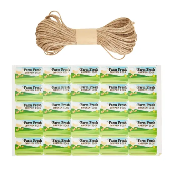 18 Pack 1 Dozen Paper Egg Cartons with Labels for 12 Chicken Eggs, 50 Self-Adhesive Labels, 1 Jute String Roll (Brown) {5}
