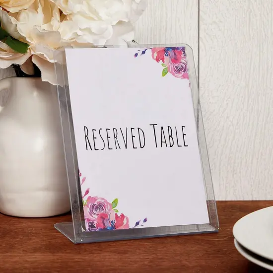 Clear Slant Back Plastic Sign Holder, Vertical Display Stand (5 x 7 in, 6 Pack) {3}