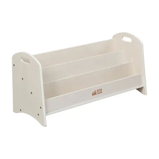 3-Shelf Floor Book Display with Handles, Beginner Bookshelf White Wash {1}