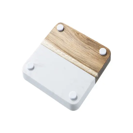 Craft Express 4 Pack Engravable Square Marble and Wood Coasters &ndash; 4"x4" Laser-Ready {5}