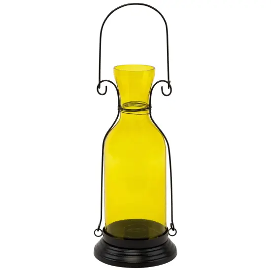 Northlight Transparent Glass Candle Lantern with Metal Frame - 12" - Yellow and Black {3}