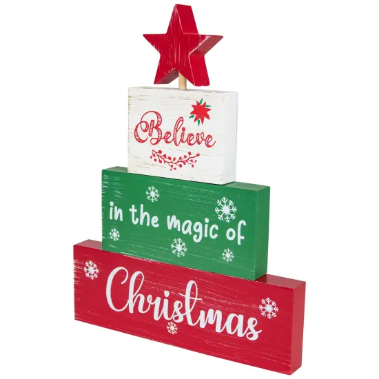 Northlight Believe in the Magic of Christmas Wooden Tree Sign - 12.5" Multi {6}