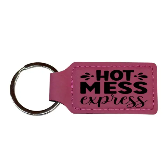 Keychain - Rectangle - Hot Mess Express - Leather Rustic/Gold {2}