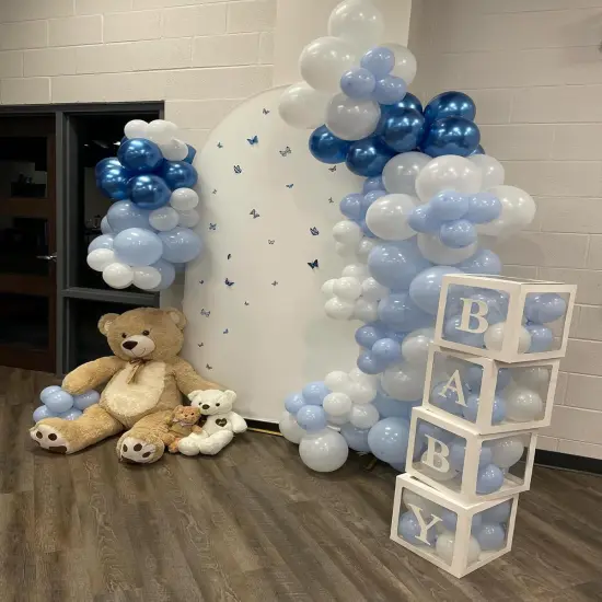 Blue Balloon Arch Kit, 124Pcs Metallic Blue White and Silver Confetti Balloons Different Size Balloons for Baby Shower Bridal Shower Birthday Wedding Bachelorette Anniversary Party Decorations {5}