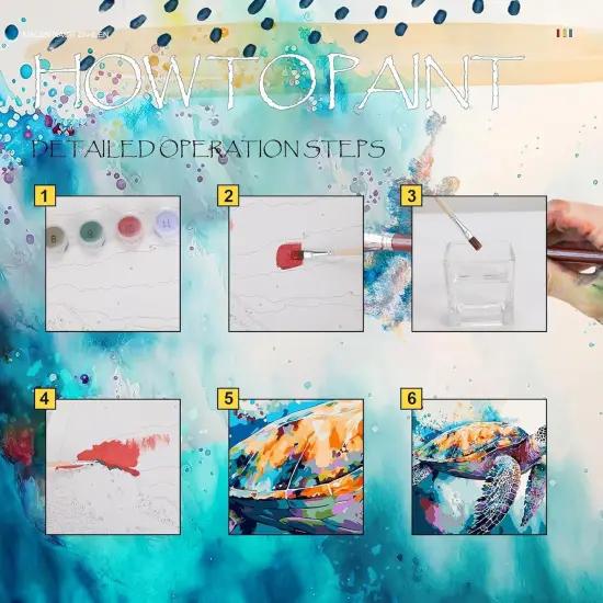 Paint by Number for Adults Canvas Sea Turtle - Painting by Numbers Adults' Beginner Craft Kits with 4 Brushes and Acrylic Paint(16X20 Inch) {5}