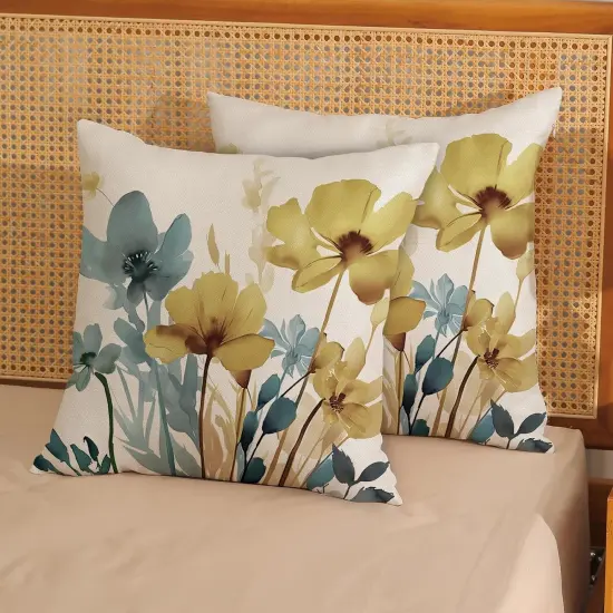 Modern Summer Flower Decoration Pillow Covers Farmhouse Decorative Linen Cushion Cover For Sofa Couch {4}