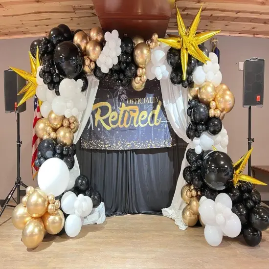 Black and Gold Confetti Balloons,60pcs 12 inch Black White and Gold Metallic Latex Party Balloons Set with Gold Ribbon for Birthday,Wedding,Baby Shower,Gold Theme Party Graduation Decorations {3}