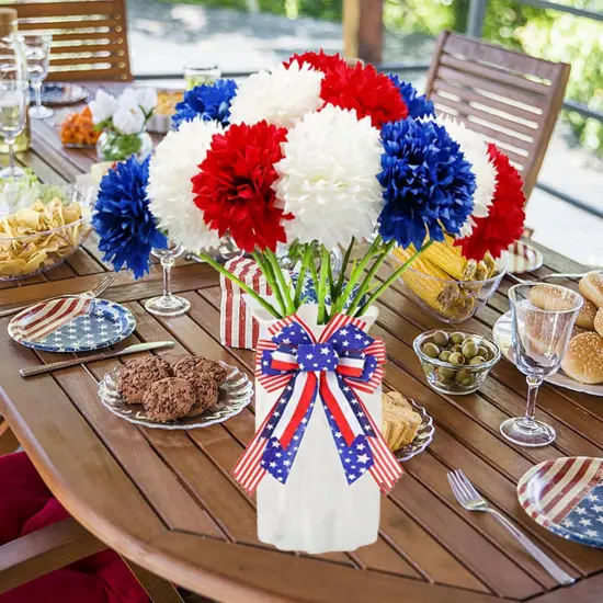 12pcs Artificial Chrysanthemums Flowers of 4th of July Decorations Tabletop Decorations {4}