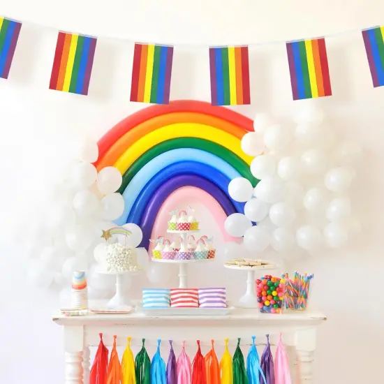 32.8ft Rainbow Pride Flags Banner, Rainbow String Bunting Flag Rainbow Garland Pride Decorations LGBTQ Gay Pride Accessories for Pride Month Home Office Birthday Party {5}