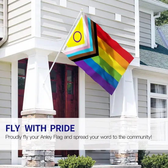 Fly Breeze 3x5 Foot New Intersex Inclusive Progress Pride Flag - Canvas Header and Double Stitched - Rainbow LGBT Transgender Flags Polyester with Brass Grommets 3 X 5 Ft {2}