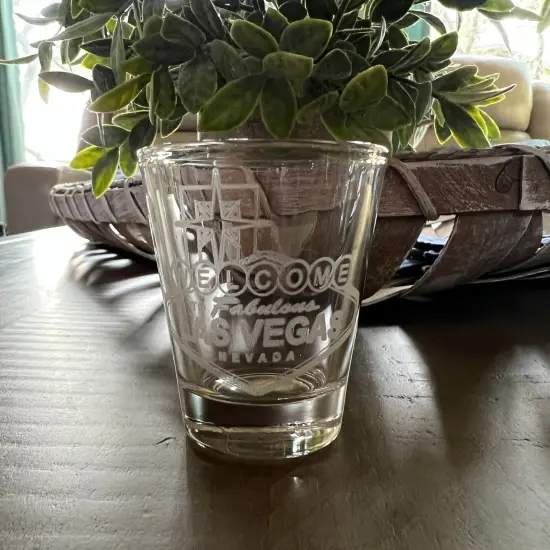 2oz Welcome to Las Vegas Shotglass LASER {3}