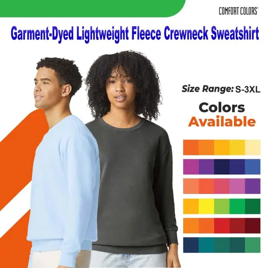 Comfort Colors&reg; Garment-Dyed Lightweight Fleece Crewneck Long Sleeve Sweatshirt Hydrangea {2}