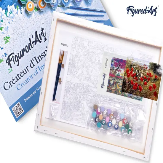 Figured'Art Paint by Numbers for Adults with Frame Wild flowers in the countryside 16"x20" - Craft Art Painting DIY Kit Canvas Already Stretched on a Wooden Frame {5}