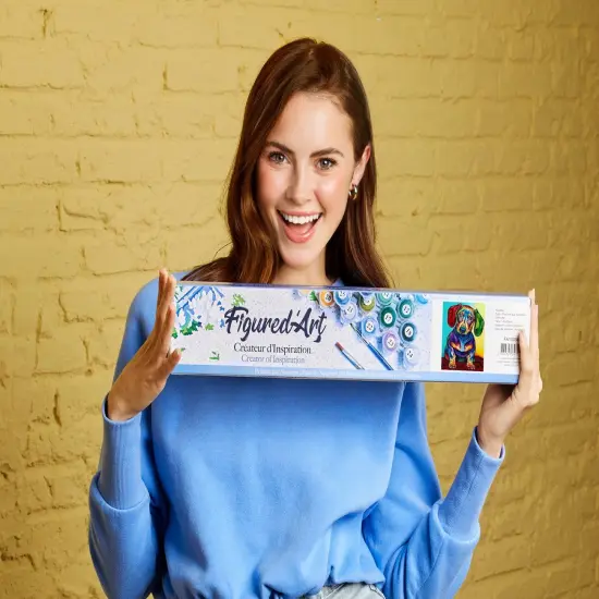 Figured'Art Paint by Numbers for Adults Dog Color Red and Green Ears 16"x20" - Craft Art Painting DIY Kit Rolled Canvas without frame {2}