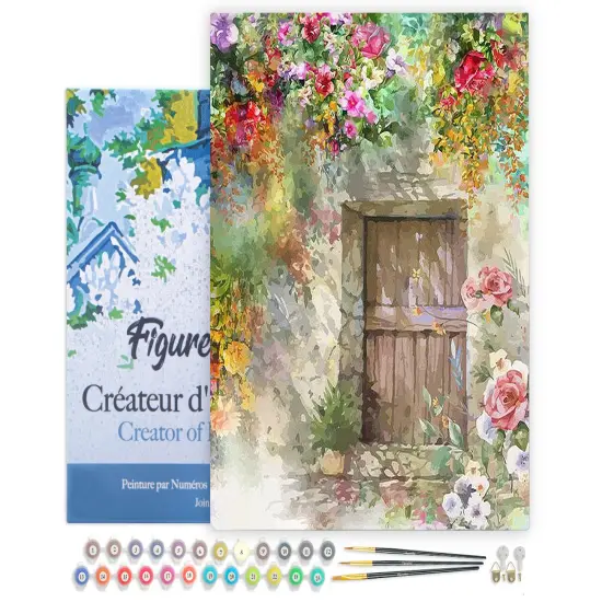 Figured'Art Paint by Numbers for Adults with Frame Cave entrance 16"x20" - Craft Art Painting DIY Kit Canvas Already Stretched on a Wooden Frame {1}