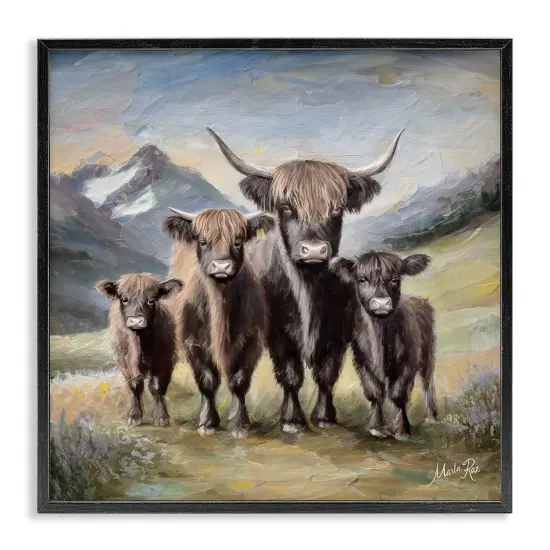 Stupell Industries Cattle Family in Highlands Framed Giclee Wall Art Design by Marla Rae {1}