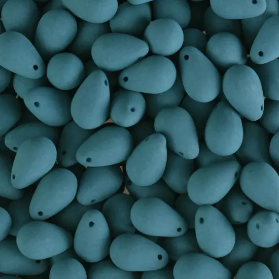 John Bead 114pcs 6x9mm Czech Glass White Alabaster Velvet Drop Bead Strands Dark Teal Blue {2}